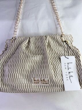 Nicole Miller Cream Mesh-Accent handbag